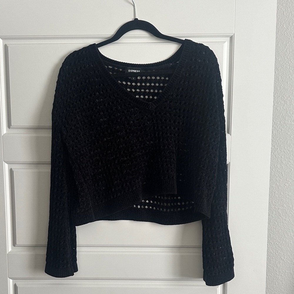 Express Velvet Mesh Top